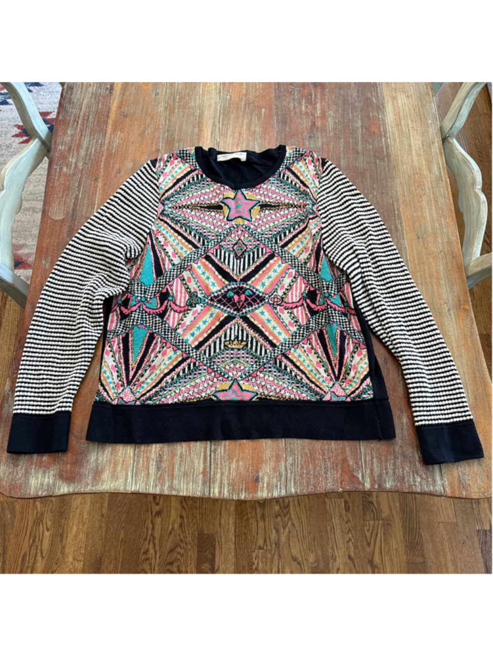Aldomartins for Anthropologie Wool Blend Mixed Pattern Knit Sweater, Size 1X